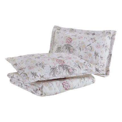 Laura Ashley 100% Cotton, Reversible, Lightweight & Breathable Bedding, Pre-Washed for Added Softness, Pink/Grey, Queen