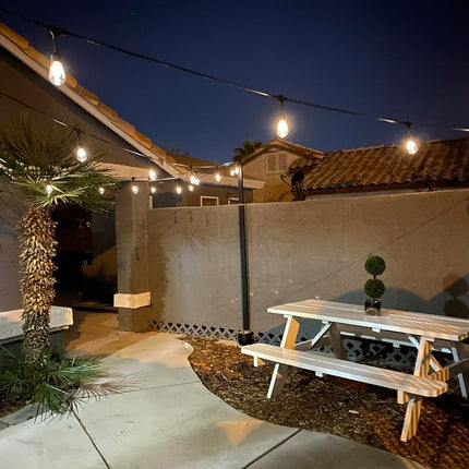 Brightech Ambience Pro - Waterproof, Solar Power Outdoor String Lights - 48 Ft Hanging Edison Bulbs Create Bistro Ambience in Your Yard - Commercial Grade, Shatterproof - 1W LED, Soft White Light