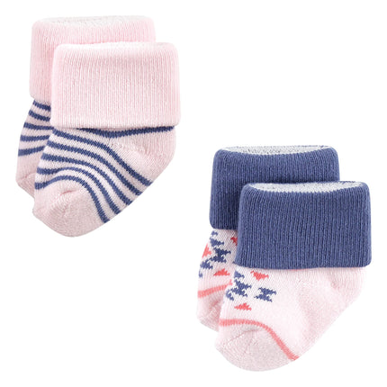 Luvable Friends Women's, Coral Mint Aztec, Unisex Newborn and Baby Terry Socks, 0-6 Months, Large (Pack of 12)