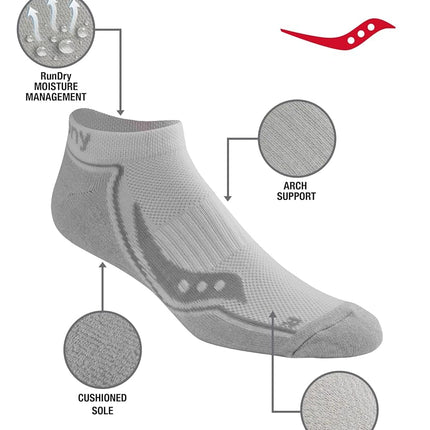 Saucony Men's Bolt RunDry Performance No-Show Multi-pack Socks, White Repreve (6 Pairs), Large