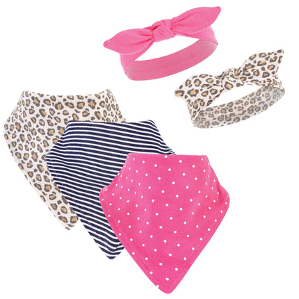 Hudson Baby Unisex Baby Cotton Bib and Headband Se