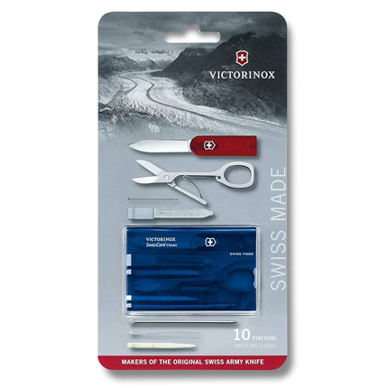Victorinox Swiss Army Swiss Card Classic with 10 Functions, Blue Transparent