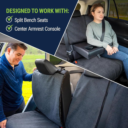 Season Guard Back Seat Towel Seat Cover for Cars; Great for After Gym Workouts, Dogs, and Outdoor Activities; Universal Fit for Cars SUVs Vans Trucks Rear Seats, EZ fit, Non Slip Grip, Grey