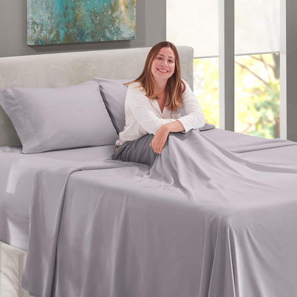 Nestl Twin XL Bed Sheet Set - Grey Lavender - 3-Piece Extra Deep Pocket