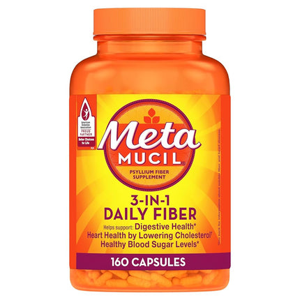Suplemento diario de fibra Metamucil, 160 cápsulas
