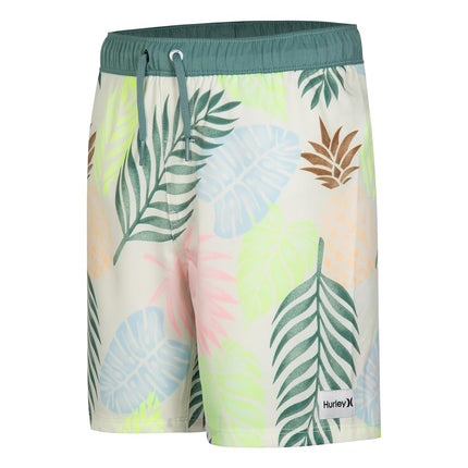 Hurley Boys' Pull on Swim Trunks, Pale Ivory Palms, 3T