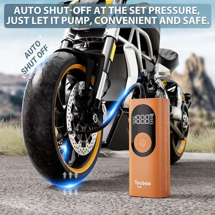 TccbacTire Inflator Portable Air Compressor for Car, Large Motor 2X Fast Electric air Pump,Bike Pumps with Pressure Gauge and LED Light,Auto Shut-Off Tire Pump for Car Ball Motorcycle,Bicycle