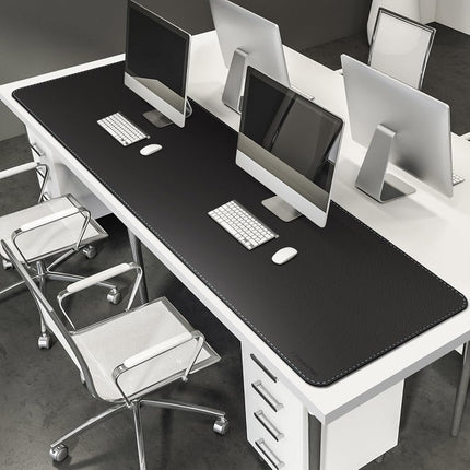 CENNBIE Leather Desk Mat Protector, 190 x 60cm Extra Large Leather Office Desk Pad Mat for Full Desk, Computer Desk Mat on top of desks - Oversized Large Mouse Pad (Black)