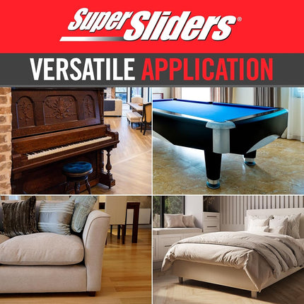 Super Sliders 5 3/4" x 9 1/2" Oval Reusable Furniture for Hard Surfaces - Effortless Moving and Surface Protection, Black (4 Pack)