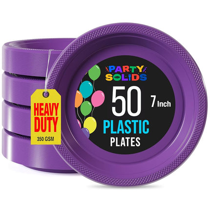 Exquisite Purple Plastic Plates for Party 7" Purpl