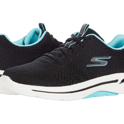 Skechers Women's GO Walk Arch FIT-Unify Sneaker, Black/Aqua, 13 Wide