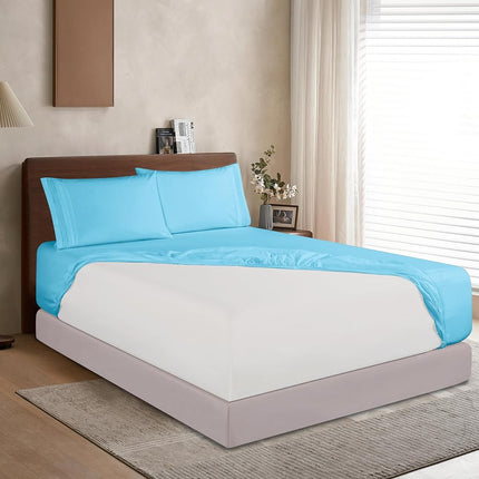 Elegant Comfort 1500 Premium Hotel Quality 18-24 Inches Deep - Extra Deep Pocket Single Fitted Sheet for High Mattress, Luxury and Softest, Smart Pocket - Wrinkle Free, Twin/Twin XL, Aqua Blue