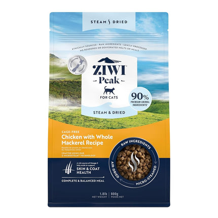 ZIWI Peak Dried Chicken Without Cage Steamed & Whole Mackerel, 800g - Natural High Protein Dry Cat Food Raw Alternative Grain Free