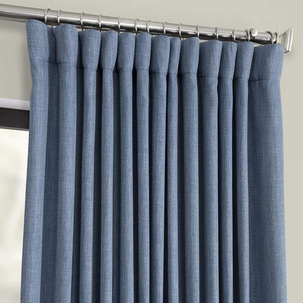 HPD Half Price Drapes Faux Linen Room Darkening Curtains - 120 Inches Long Extra Wide Luxury Linen Curtains for Bedroom & Living Room (1 Panel), 100W X 120L, Denim