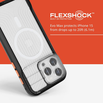 tech21 Evo Max case for iPhone 15 Pro Max - Compatible with MagSafe - Impact Protection Case - Lanyards included - Active Black