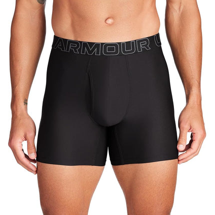 Under Armour Men's Multi-Pack Performance Tech Mesh Boxerjock Brief, 6" Inseam, All-Day Comfort Boxer, Black Solid-Core 3 Pack, Large (Pack of 3)