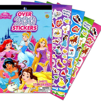 Disney Princess Series Sticker Book Over 200+ - Perfect for Gift, Party Gift, Treats, Reward Scrapbooking, Stocking Stuffer, Kids Crafts, Classroom, School for Kids Girls, Boys, Toddler