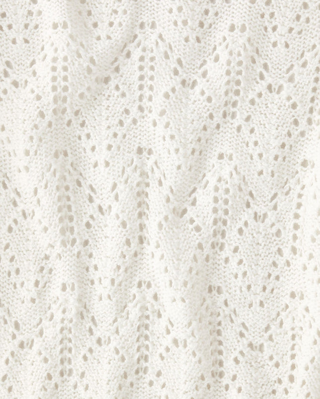 The Children's Place Girls' Long Sleeve Open Front Cardigan, Simply White Pointelle, X-Small