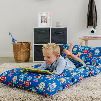Wildkin Kids Floor Lounger – Pillow Lounger, Travel-Friendly, Ideal for Sleepovers, Fits Standard Pillows - Robots