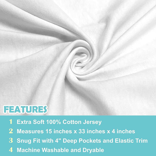 American Baby Company 2 Piece 100% Cotton Value Jersey Knit Fitted Bassinet Sheet, White