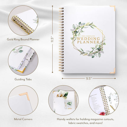 Your Perfect Day Wedding Planner Floral Gold - Undated Bridal Planning Diary Organizer - Hard Cover, Pockets & Online Support