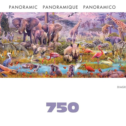 Buffalo Games - Panoramic Series - Jan Patrik Krasny - Africa Panoramic - 750 Piece Jigsaw Puzzle for Adults - Challenging Puzzle Perfect for Game Nights - Finished Size is 38.25 x 11.25