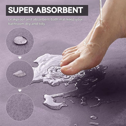MontVoo -Bath Mat Rug-Rubber Backing Non Slip Quick Dry Absorbent Thin Bathroom Rugs Fit Under Door-Faux Suede Surface Bathroom Floor Mats-Shower Rug for in Front of Bathtub Shower Lavender 16"x24"