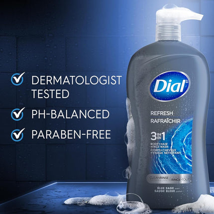 Dial for Men Hair + Body Wash, Hydro Fresh, 32 Ounce