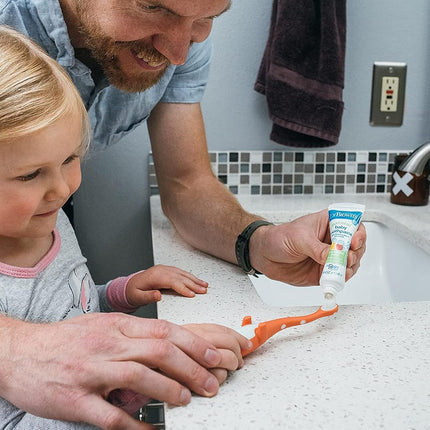 Pasta de dientes para bebé sin flúor Dr. Brown's, segura al tragar, sabor Manzana y Pera, paquete de 3 unidades de 40 g, de 0 a 3 años