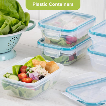 Snapware Total Solution 10 Piece Plastic Food Storage Containers with Lids – 3-Cup Rectangle Meal Prep Containers, Non-Toxic, BPA-Free Lids – Microwave, Dishwasher and Freezer Safe, White