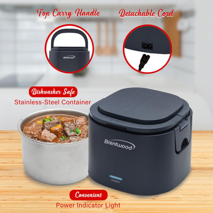 Brentwood 110V 50W 0.6L Portable Leakproof Electric Lunch Box Food Warmer (Blue)