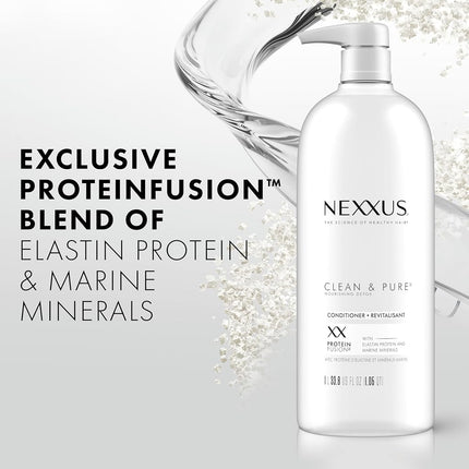 Nexxus Clean and Pure Clarifying Shampoo and Conditioner for Nourished Hair With ProteinFusion, Paraben Free 33.8 oz, 2 Pack