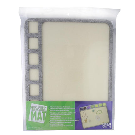 The Beadsmith Seed Bead Treasure Mat – 14” x 11” (35.6 x 27.9cm) – Soft Surface, 7 Compartments, Raised Border – Perfect for Working on Seed Bead Projects, Beading, Jewelry Making and DIY Hobbies