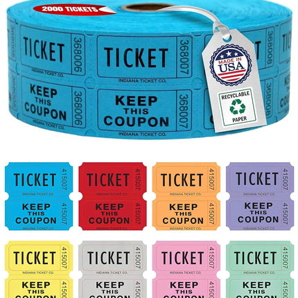 Blue Double Raffle Ticket Roll 2000
