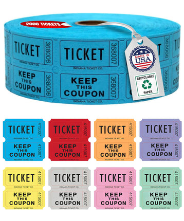 Blue Double Raffle Ticket Roll 2000