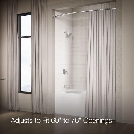 Kohler K-9349-S Expanse Curved Shower Rod-Traditional Design, Polished Stainless