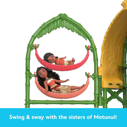 Mattel Disney Moana 2 Toys, Moana & Simea Village Home Playset with 2 Small Dolls, Pua Figure & 15 Accessories