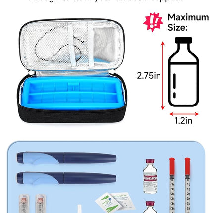 YOUSHARES Insulin Cooler Travel Case for Pen & Vials, Temperature Display Diabetic Medication Cooling Bag with Protective Ice Brick, TSA Approved Refrigerated Diabetes Supplies Carrying Organizer
