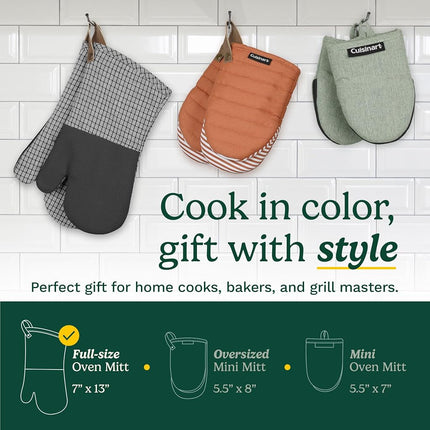 Manoplas de horno de cocina Cuisinart – Manoplas de cocina resistentes al calor para horno con palma de neopreno antideslizante, puño largo y relleno de algodón – Guantes de horno duraderos para cocinar, hornear y asar a la parrilla