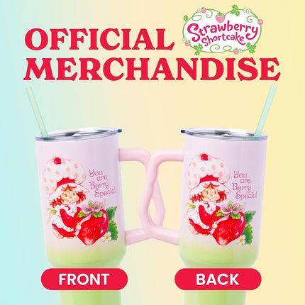 Gobelet isotherme en acier inoxydable Silver Buffalo Strawberry Shortcake « You are Berry Special » avec poignée, compatible avec les porte-gobelets standards, 1,2 litre