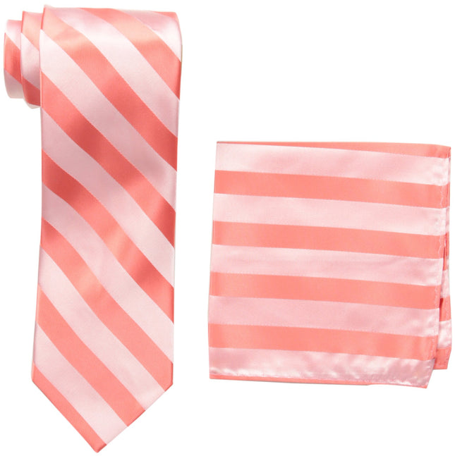STACY ADAMS mens Solid Woven Formal Stripe Tie Set