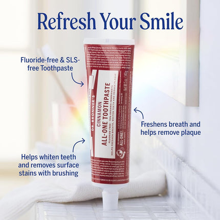 Dr. Bronner's All-One Fluoride Free Toothpaste - Cinnamon, 140g, 3-Pack