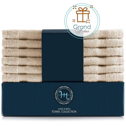 Hearth & Harbor 100% Ring Spun Cotton Washcloths 12 Pack - Washcloth for body and face, High Absorbent and Soft 33x33 cm Body Wash Cloth, Quick Dry - Black Washcloths