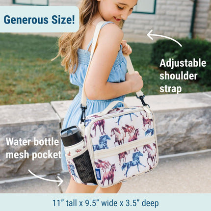 Wildkin Kids ECO rPET Insulated Lunch Box – Keeps Food Hot or Cold, Easy-Clean Lining, Mesh Pockets & BPA-Free – Boys & Girls, Ideal for School, Travel & Daycare – Horse Dreams