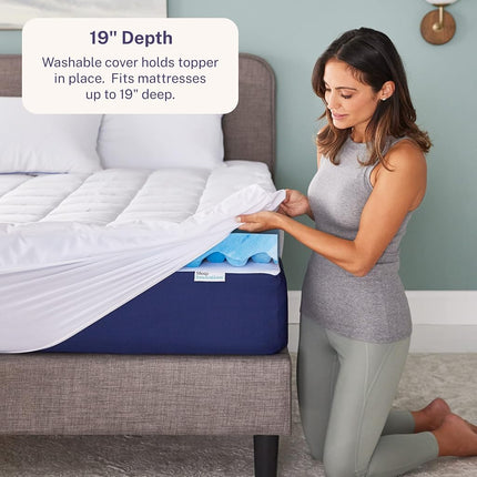 Colchón Superior de Espuma Viscoelástica de Doble Capa Sleep Innovations de 10 cm, Tamaño California King, Soporte Ultra Suave, Espuma Viscoelástica de Gel Refrigerante de 7.5 cm más Cubierta de Colchón Suave y Esponjosa de 2.5 cm