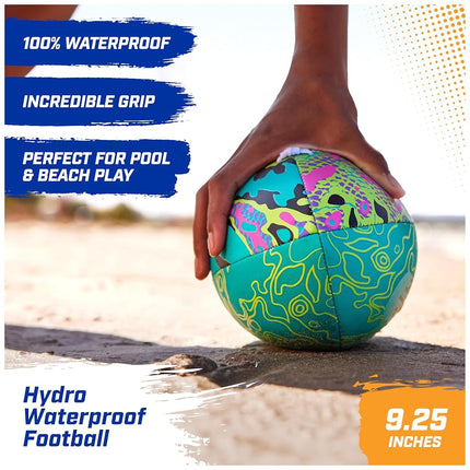 SwimWays Hydro Waterproof Football, Outdoor Games for Adults and Kids, Swimming Pool Accessories and Party Games, 9.25 Inches, Orange