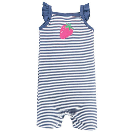 Hudson Baby Unisex Cotton Rompers, Pink Strawberry, 3-6 Months