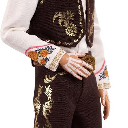 Barbie Signature Ken Doll, Día De Muertos 2025 Collectible with Cream Shirt, Black Vest and Trousers, Sombrero and Calavera Face Paint, JBJ06