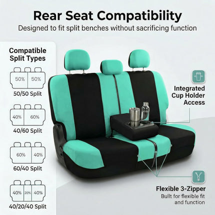 FH Group FB030MINT115 Universal Fit Full Set Mint Automotive Seat Covers fits most Cars, SUVs, and Trucks (Side Airbag Compatible with Split Bench)
