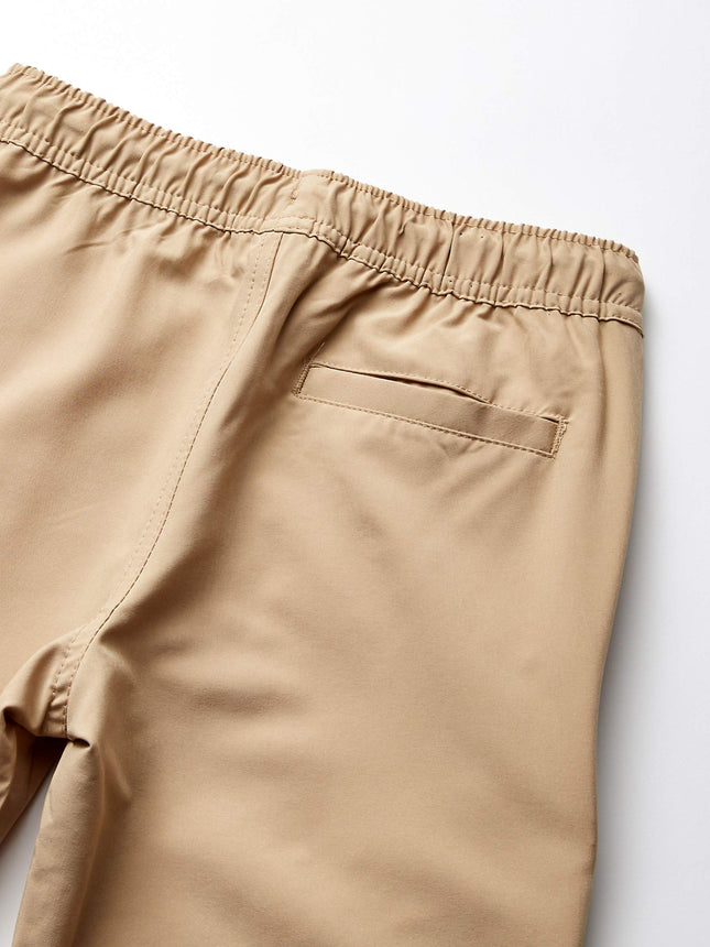 Nautica Boys School Uniform Jogger Shorts, Elastic Waistband with Drawstring Closure, Wrinkle & Fade Resistant Fabric, Lowell Khaki, 7